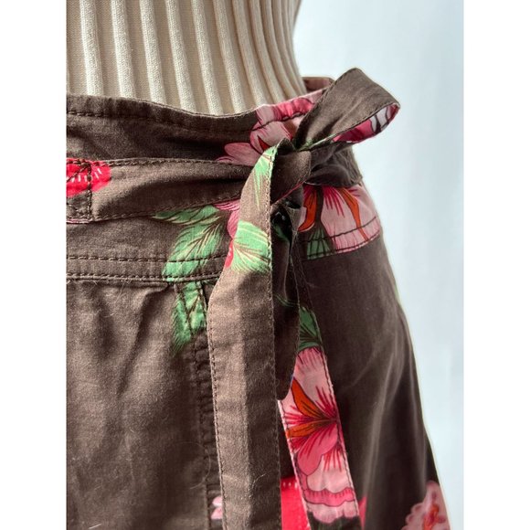 Tommy Hilfiger Y2K Brown Floral Wrap Skirt 6 Brown Floral Cotton - Picture 11 of 16